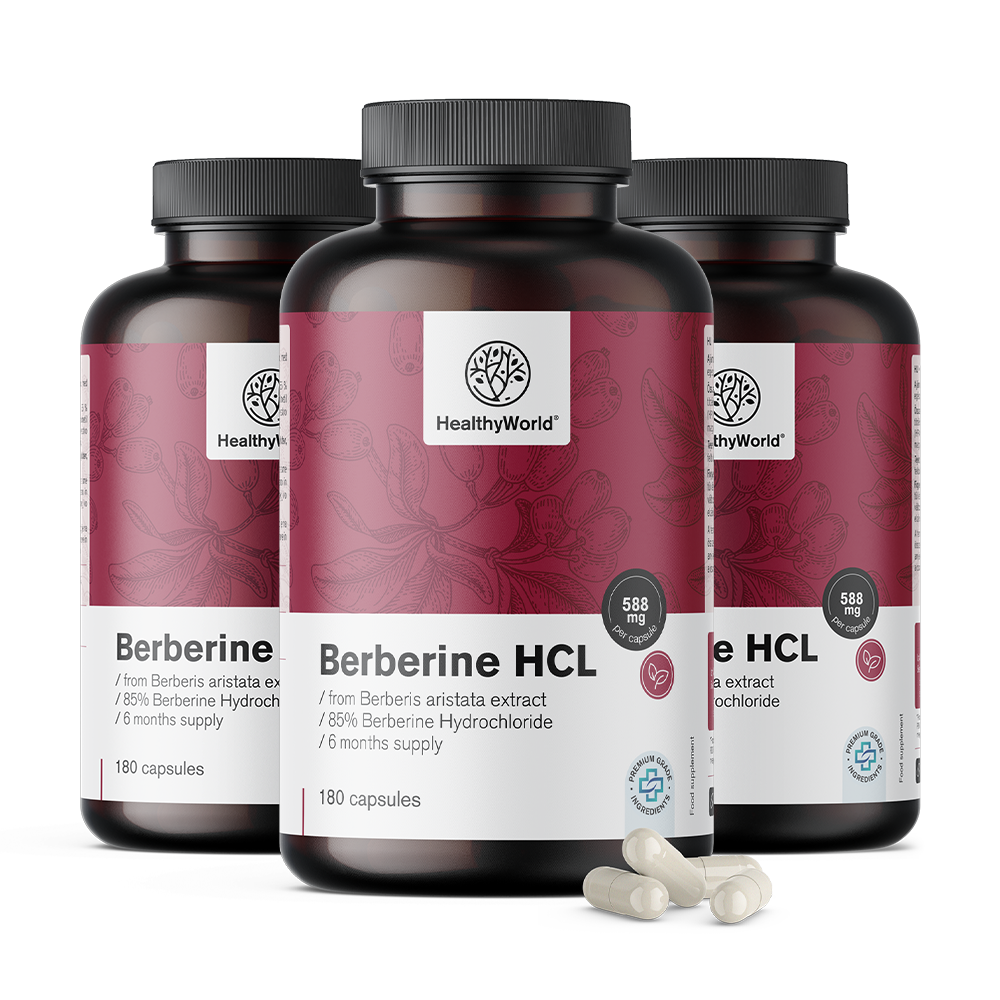 Berberyna HCL 500 mg, 180 kapsułek - Healthy-World.pl