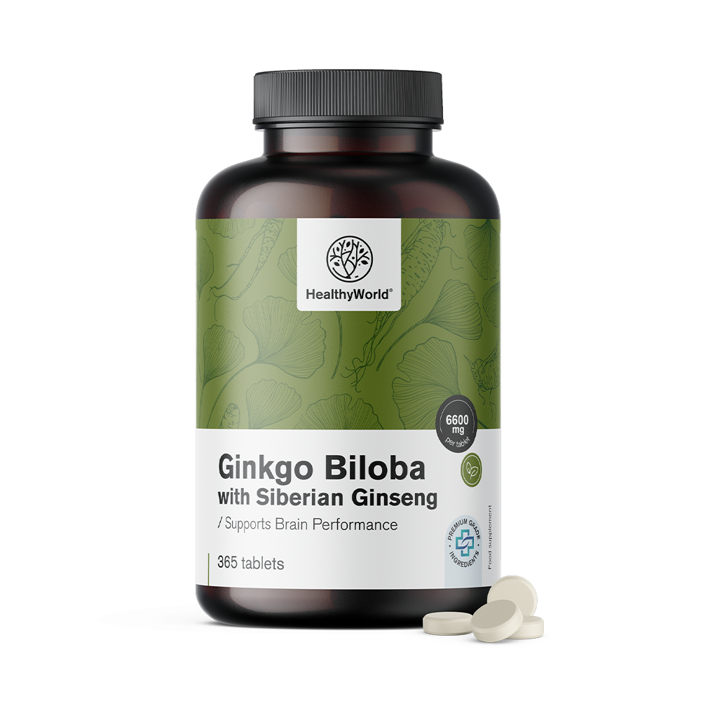 Ginkgo biloba z syberyjskim żeń-szeniem w tabletach.