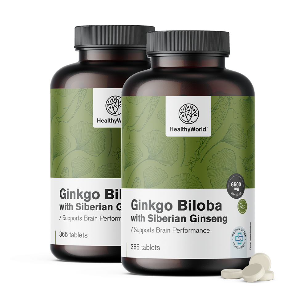Ginkgo biloba z syberyjskim żeń-szeniem w tabletach.