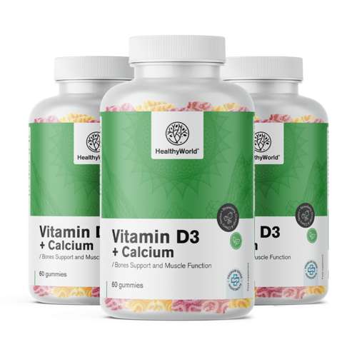 3x Witamina D3 + Wapń, razem 180 żelek