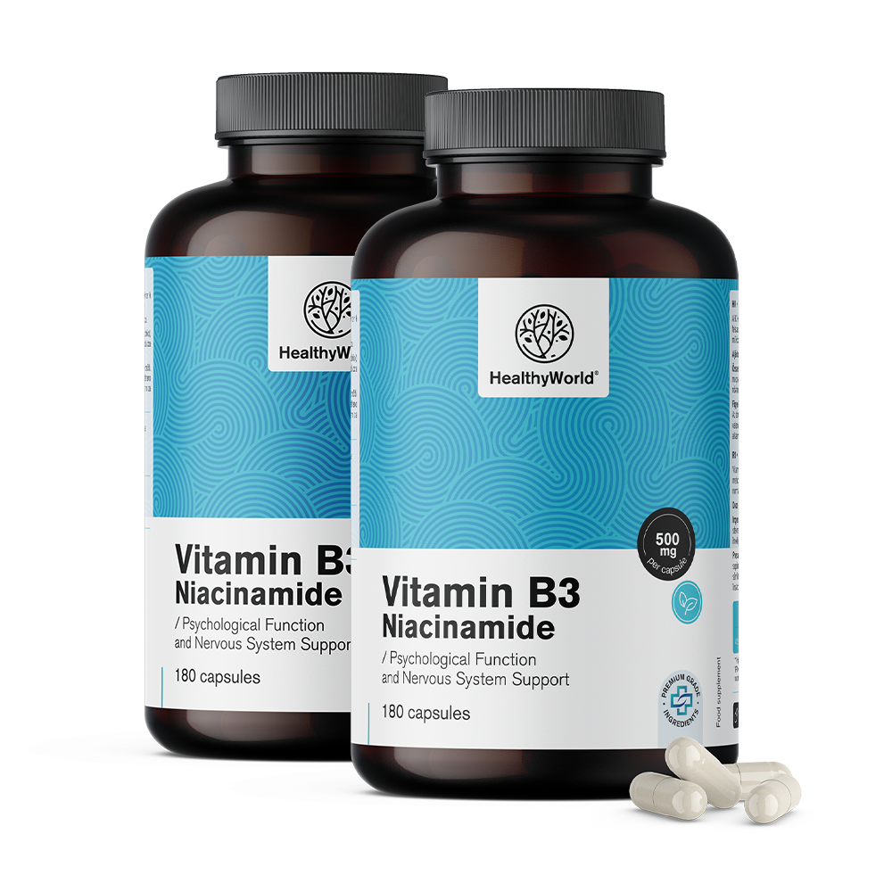Witamina B3 500 mg w kapsułkach.