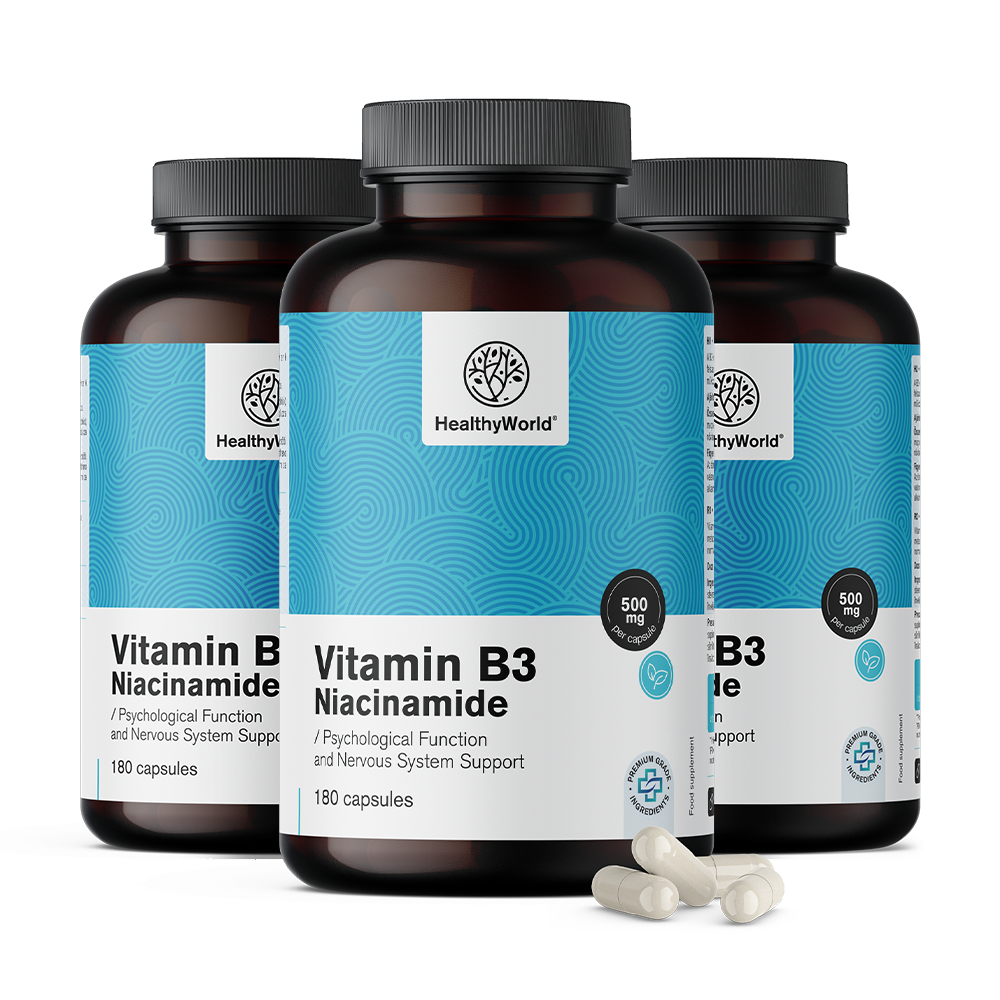 Witamina B3 500 mg w kapsułkach.