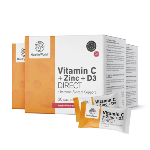 3x Witamina C 500 + Cynk + D3 DIRECT, razem 90 saszetek