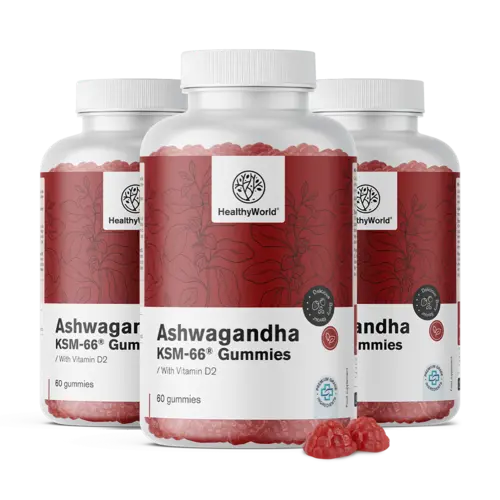 3x Ashwagandha KSM-66 300 mg, razem 180 żelek