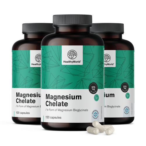 3x Chelat magnezu 375 mg, razem 360 kapsułek