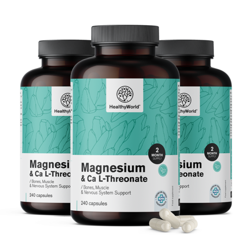 3x Magnez + L-treonian wapnia, razem 720 kapsułek
