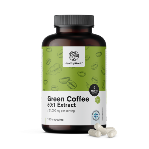 Zielona kawa 21 000 mg – wyciąg 50:1, 180 kapsułek
