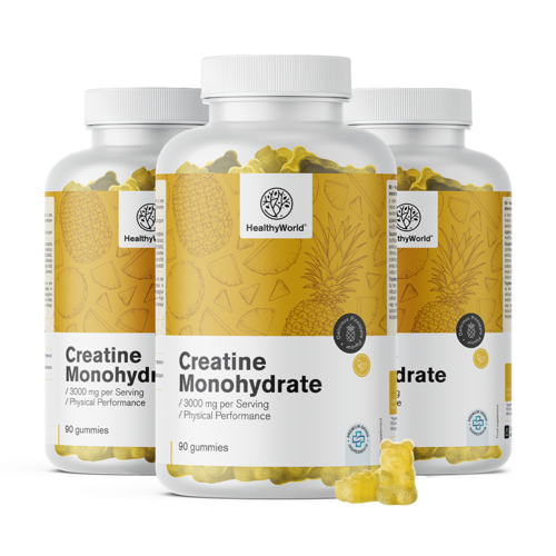 3x Monohydrat Kreatyny 3000 mg – ananas, razem 270 żelków
